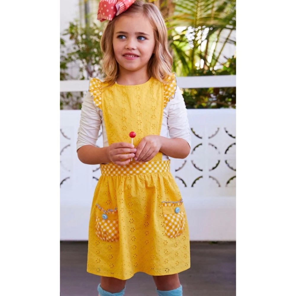 Matilda Jane girls' Brilliant Daydream Splendid Sunshine Yellow Pinafore Dress 8
